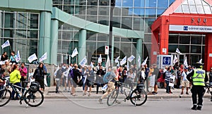 Montreal Casino croupiers strike outside Loto-Quebec head office