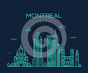 Montreal city skyline Quebec Canada vector linear photo