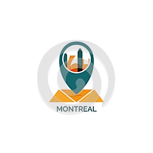 Montreal city skyline shape logo icon illustration
