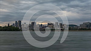 Montreal City Skyline Time Lapse at Summer Evening, Timelapse.