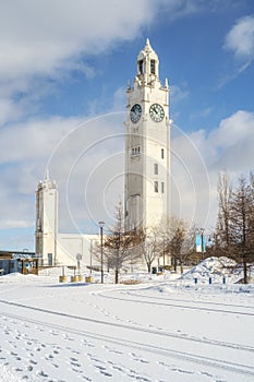 Montreal Clock Tower in the Old Port beside the St-Lawrence seaway