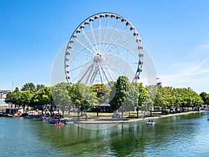 Montreal Ferris wheel in the Old port. La Grande Roue de Montreal