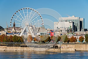 Montreal giant ferris wheel in the Old Port of Montreal, Quebec, Canada