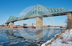 Montreal Jacques Cartier Bridge in winter 2018