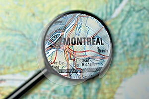 Montreal magnified on a map photo