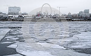 Montreal Old Port with ice water