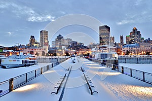 Montreal Pier and Skyline in Winter photo