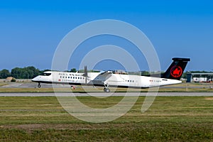 Montreal, Quebec, Canada - July 20, 2018: An Bombardier Dash 8 Q400 of Air Canada Express, operated by Jazz Aviation LP, takes off