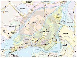 Montreal road and administrative map photo