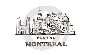 Montreal sketch skyline. Canada, Montreal hand drawn vector illustration