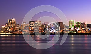 Montreal skyline at dusk and St Lawrence River photo