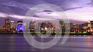 Montreal skyline illuminated at night, Canada