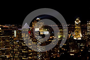 Montreal skyline at night in Quebec