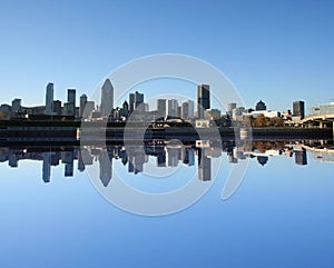 Montreal skyline reflected
