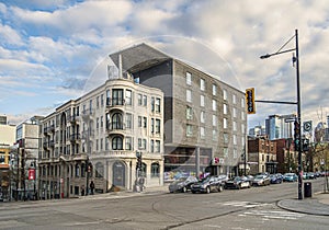 Montreal street view of corner of Saint-Laurent boulevard and Sherbrooke