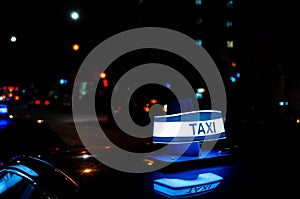 Montreal taxi at night in the street