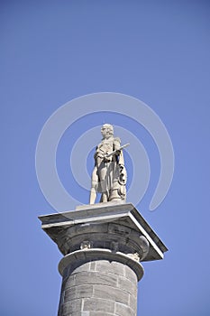 Montreal 26th June: Nelson Column Statue details from Place Jaques Cartier of Montreal in Canada