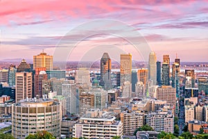 Montreal from top view at sunset in Canada