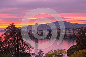 Montreux and Lake Geneva, Switzerland, sunset