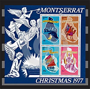 Montserrat Chrismas 1977 stamps.