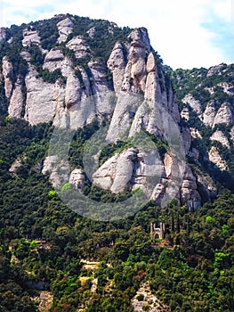 Montserrat is a mountain near Barcelona, in Catalonia. roman ruins on the mountain photo