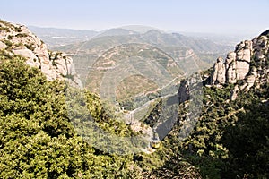 Montserrat multi-peaked mountains view, Barcelona, Spain