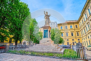 The Monument Ai Caduti di Mentana (Fallen of Mentana) on Piazza Mentana in Milan, Italy photo