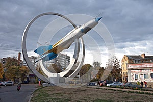 Monument `aircraft` in the center of Vinnitsa.
