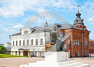 The monument of Andrey Rublev and City Council building, Vladimir, Russia