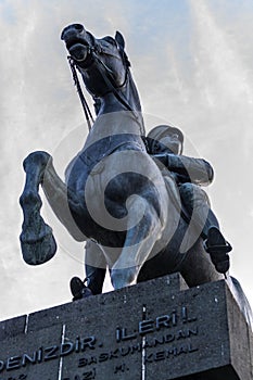 Monument of Ataturk on the horse in Izmir Turkey