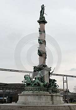 Monument of the Austrian Admiral Wilhelm von Tegethoff. One of the most prominent naval commanders of the XIX century. Known for h