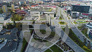 Monument And Big Roundabout Rzeszow Pomnik Rondo Aerial View Poland