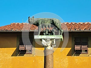 Monument Capitoline she-wolf in Pisa, Italy