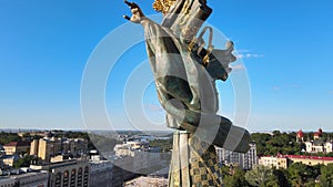 Monument in the center of Kyiv, Ukraine. Maidan. Aerial view