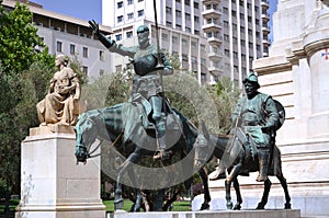 The monument of Cervantes in Madrid, Spain photo