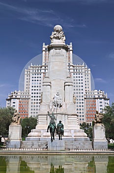 The monument of Cervantes in Madrid, Spain