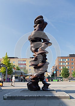 Monument `Chain of Events`. in the central square. Uppsala. Sweden 08.2019