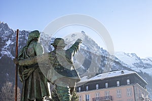 Monument in Chamonix in French Alps
