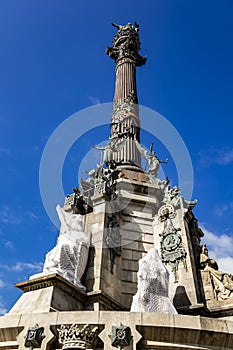 Monument of Christopher Columbus in Barcelona, Spain