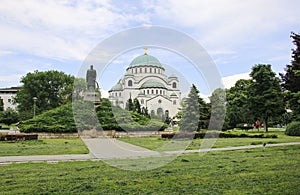 Monument commemorating Karageorge Petrovitch in front of Cathedral of Saint Sava in Belgrade, Serbia