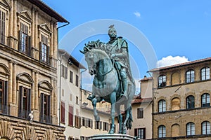 Monument of Cosimo I Medici in in the Piazza della Signoria in Florence photo