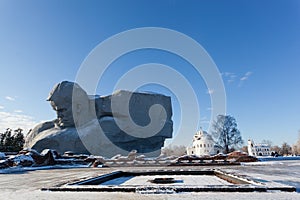 Monument Courage and an eternal flame in Brest fortress