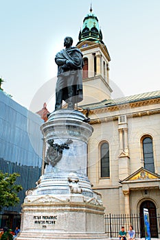 Monument of Croatian poet Petar Preradovic on Preradovic square