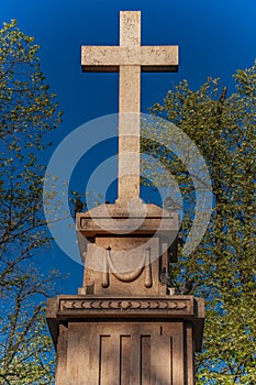 Monument of the cross at King Peter Square in Pancevo, Serbia