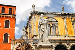 Monument of Dante Alighieri on the Piazza della Signoria. Verona