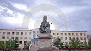 Monument Dina Nurpeisova in city Atyrau timelapse hyperlapse.