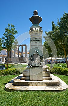 The monument of Dr. Barahona in the Garden of Diana. Evora. Port