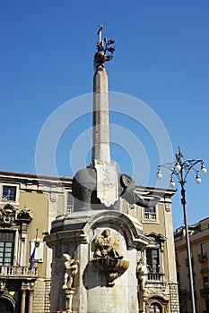 The monument of elefant - symbol of Catania, Sicily, Italy