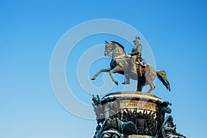 Monument of emperor Nicholas the First in winter