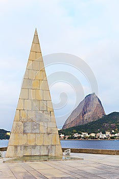 Monument Estacio de Sa in Park Flamengo (Aterro) Sugarloaf mount